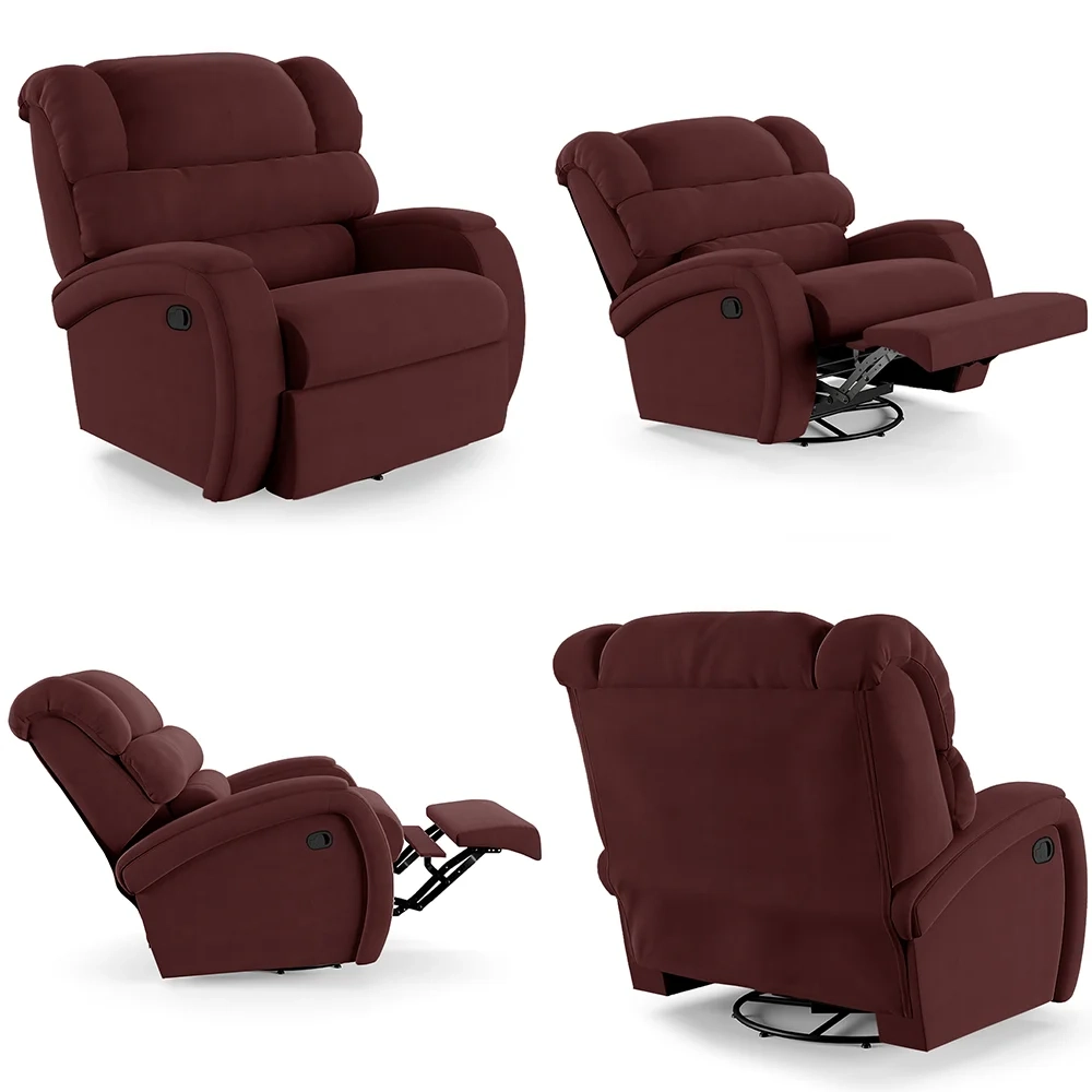 Poltrona do Papai Reclinável Kalie Glider Giratória FH9 Veludo Vinho - Mpozenato