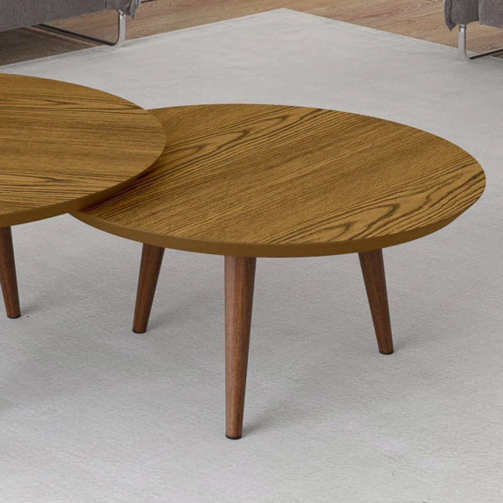 Mesa de Centro Redonda Pés Madeira Luna 590 Cumarú - Patrimar