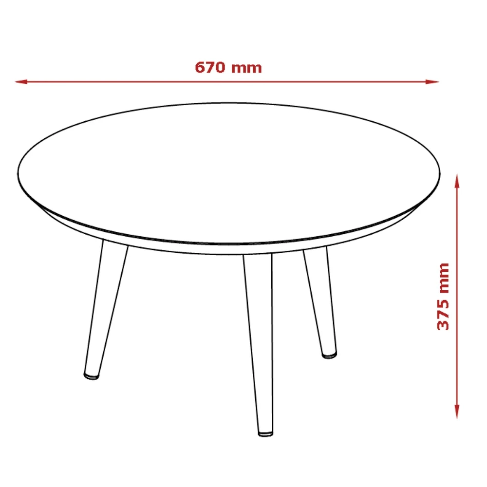 Mesa de Centro Redonda Pés Madeira Luna 670 Off White - Patrimar