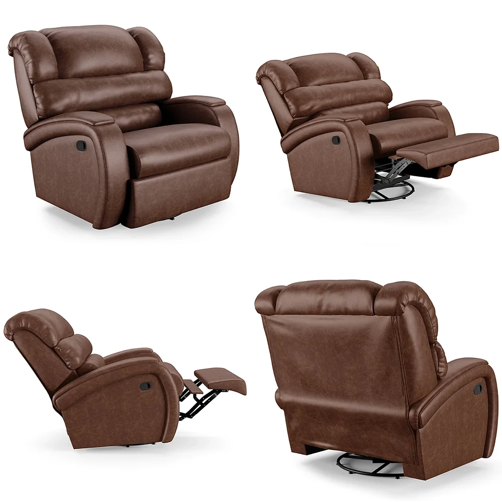 Poltrona do Papai Reclinável Kalie Glider Giratória FH9 PU Marrom Brilho - Mpozenato