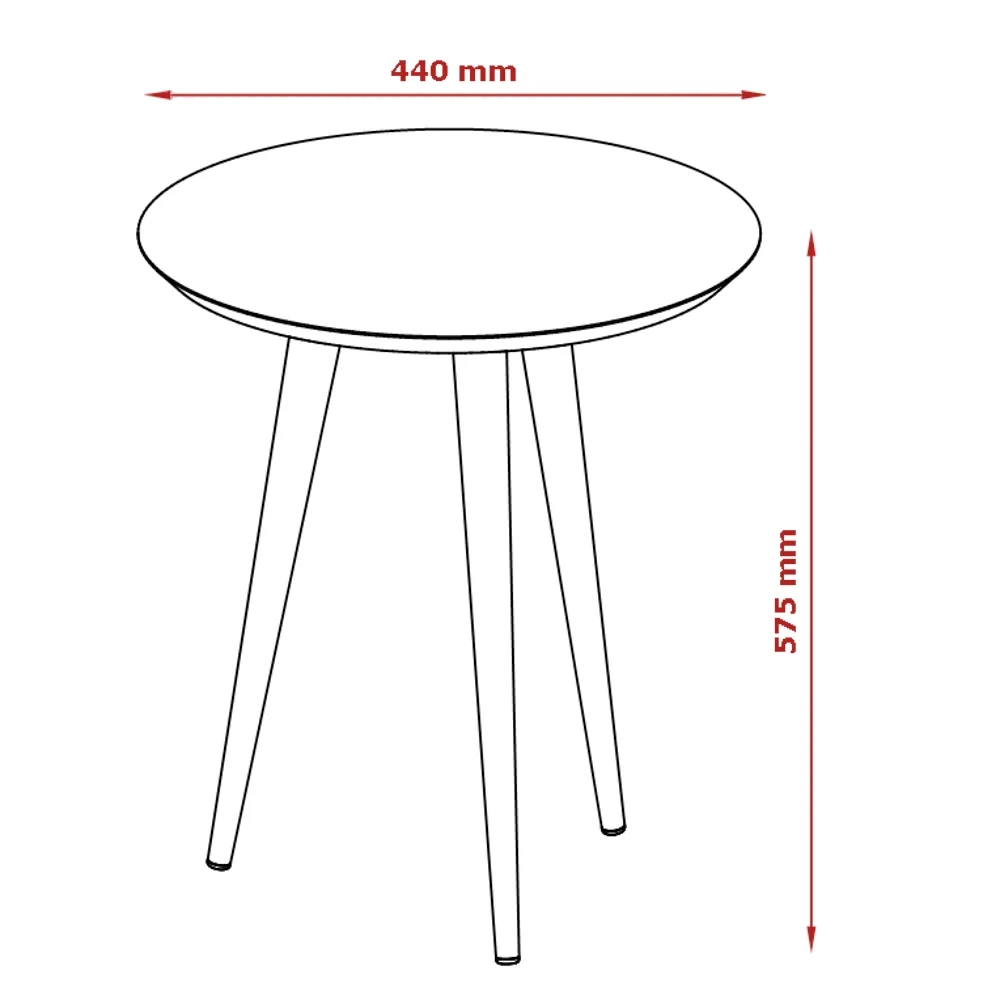 Mesa Lateral Redonda Pés Madeira Luna 440 Off White - Patrimar