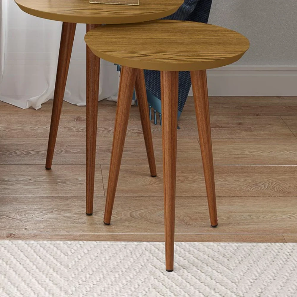 Mesa Lateral Redonda Pés Madeira Luna 440 Cumarú - Patrimar