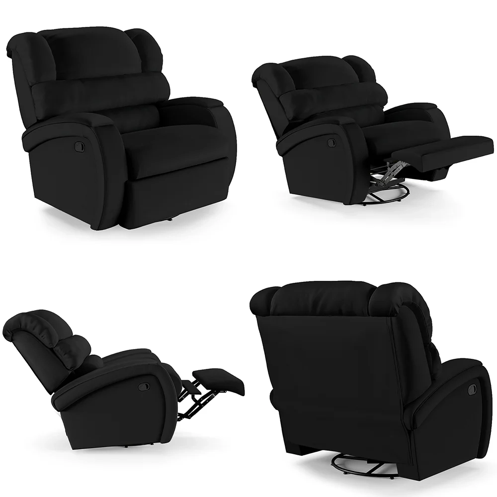 Poltrona do Papai Reclinável Kalie Glider Giratória FH9 PU Preto - Mpozenato