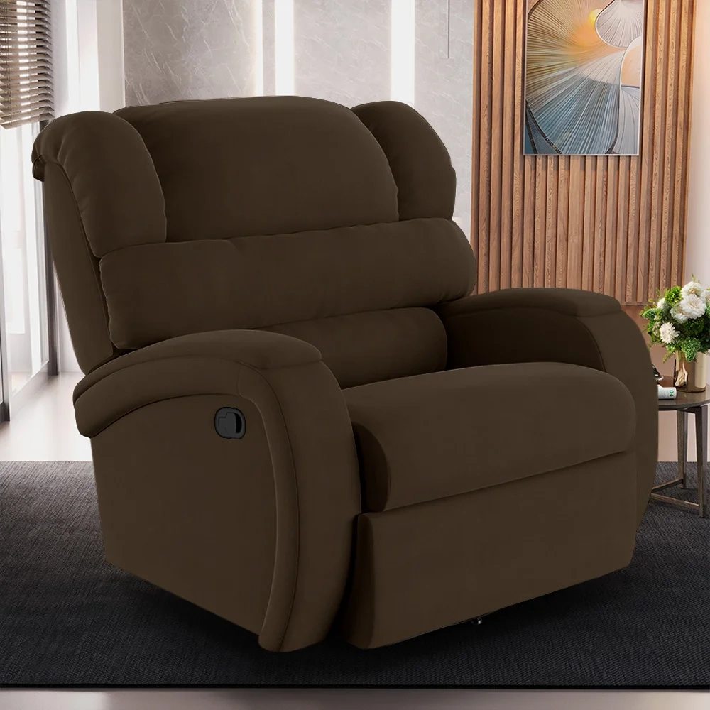 Poltrona do Papai Reclinável Kalie Glider Giratória USB FH9 Veludo Marrom - Mpozenato