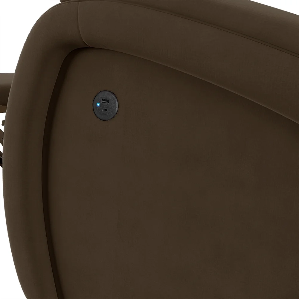 Poltrona do Papai Reclinável Kalie Glider Giratória USB FH9 Veludo Marrom - Mpozenato