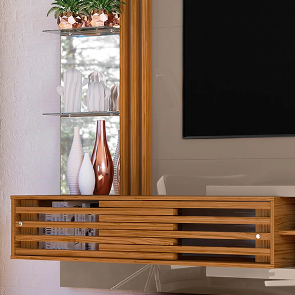 Painel Bancada Suspensa Para TV 55 Pol. Frizz Supreme Fendi/Naturale - Madetec