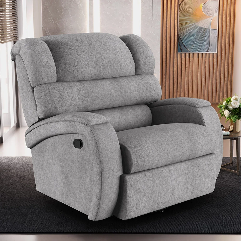 Poltrona do Papai Reclinável Kalie Glider Giratória USB FH9 Linho Cinza - Mpozenato