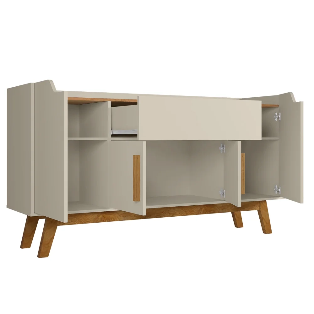Balcão Aparador Buffet 4 Portas 1 Gaveta Future Off White/Cinamomo - Bechara
