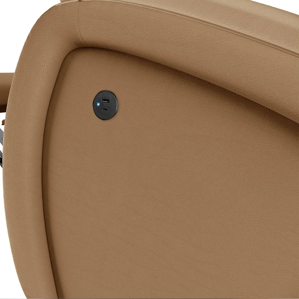 Poltrona do Papai Reclinável Kalie Glider Giratória USB FH9 PU Caramelo - Mpozenato