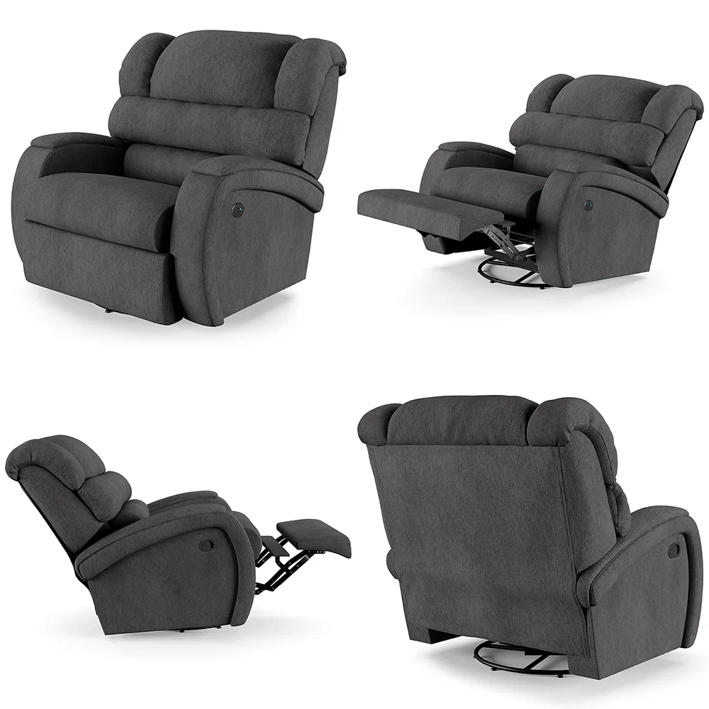 Poltrona do Papai Reclinável Kalie Glider Giratória USB FH9 Linho Grafite - Mpozenato