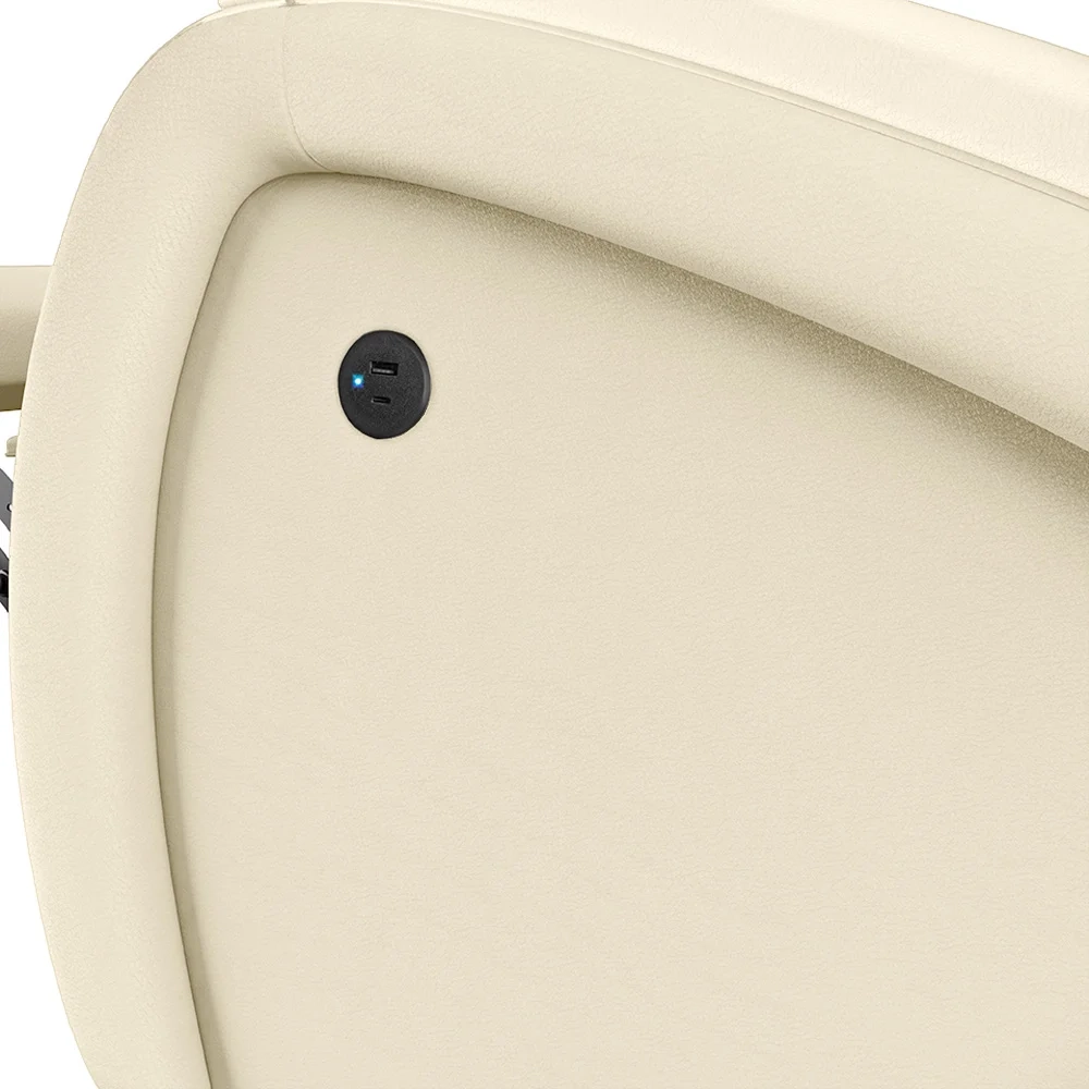 Poltrona do Papai Reclinável Kalie Glider Giratória USB FH9 PU Bege - Mpozenato