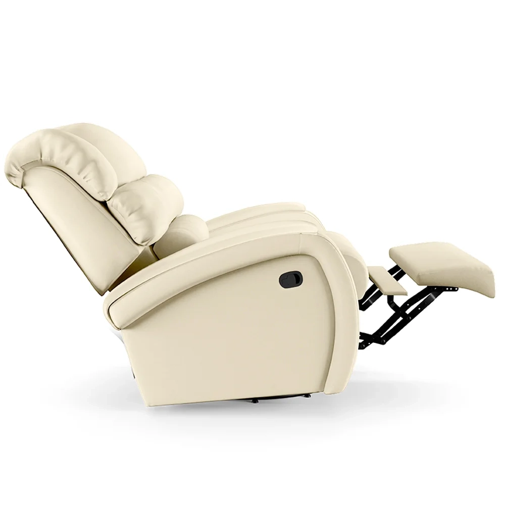 Poltrona do Papai Reclinável Kalie Glider Giratória USB FH9 PU Bege - Mpozenato