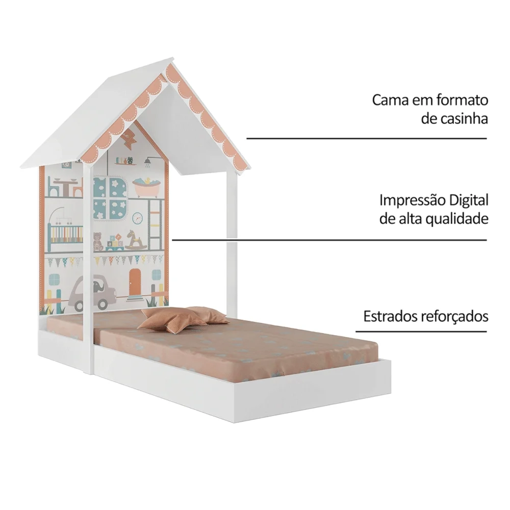 Mini Cama Infantil Montessoriana Sweetheart P13 Branco - Mpozenato
