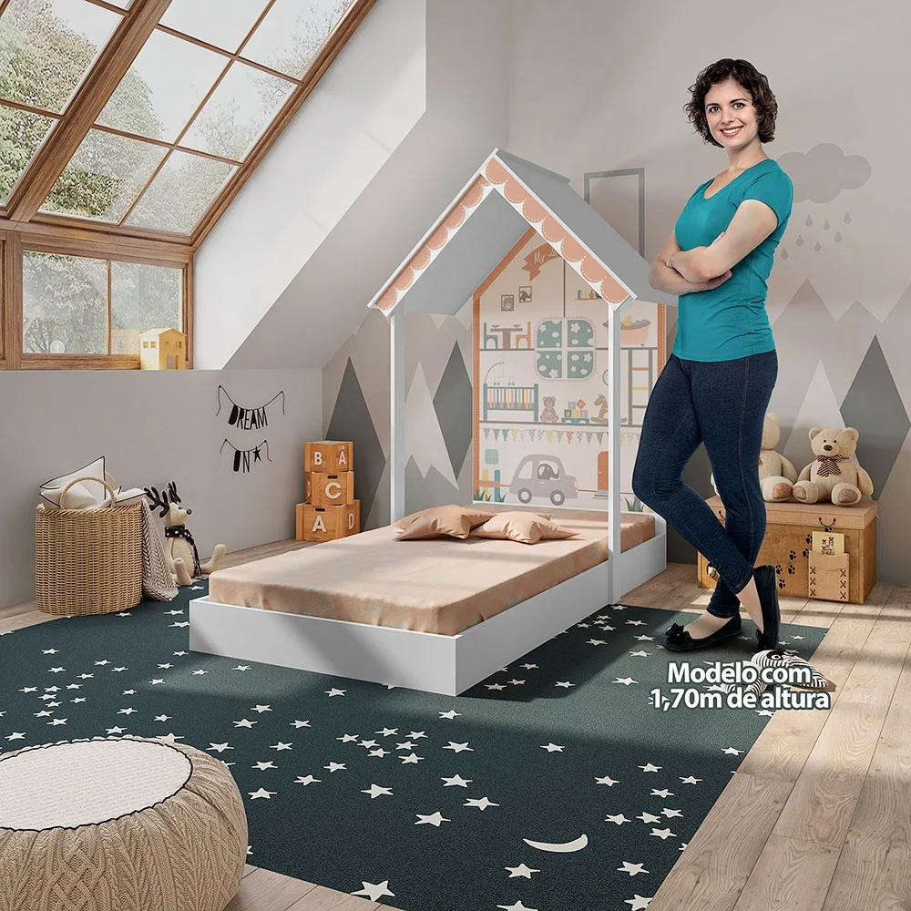 Mini Cama Infantil Montessoriana Sweetheart P13 Branco - Mpozenato