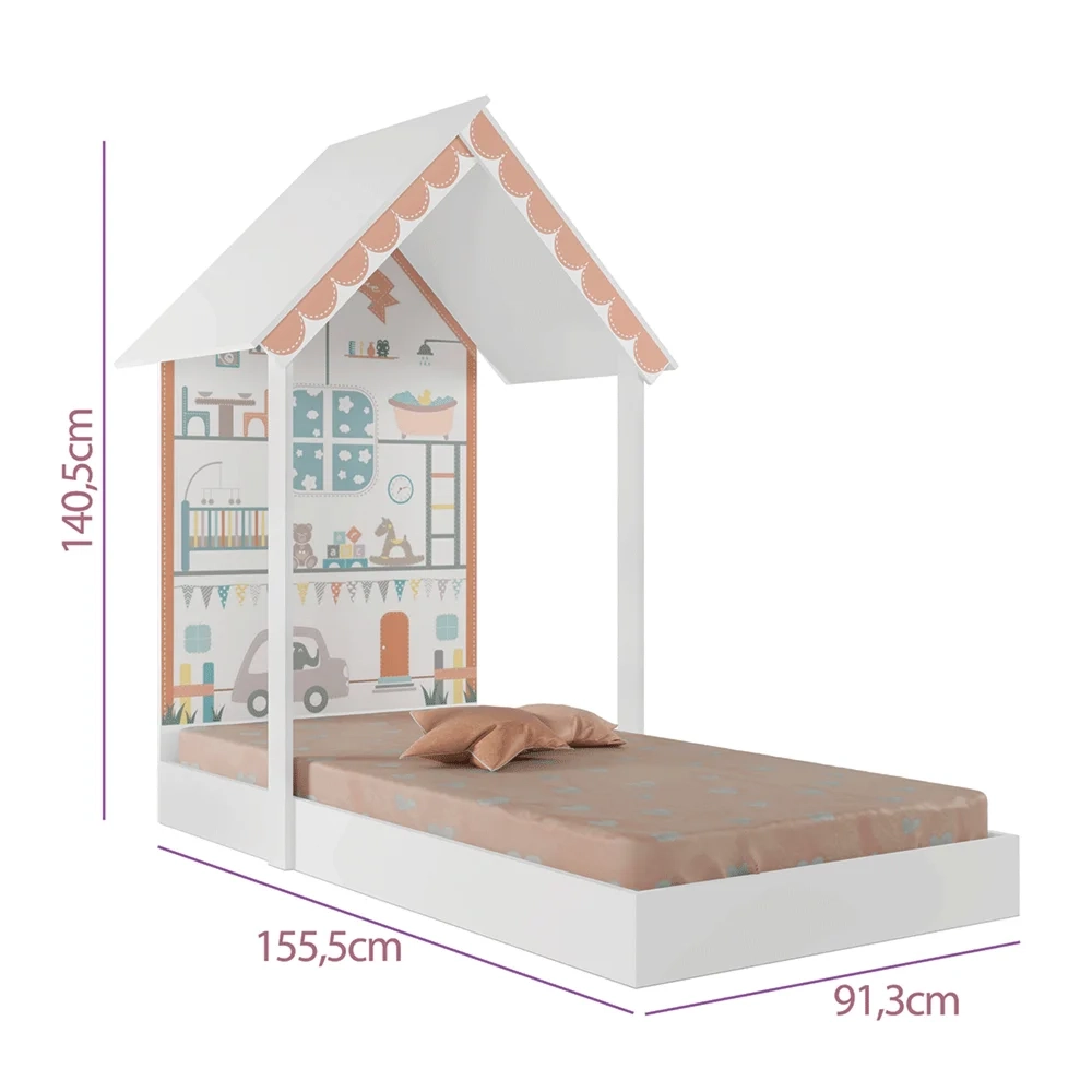 Mini Cama Infantil Montessoriana Sweetheart P13 Branco - Mpozenato