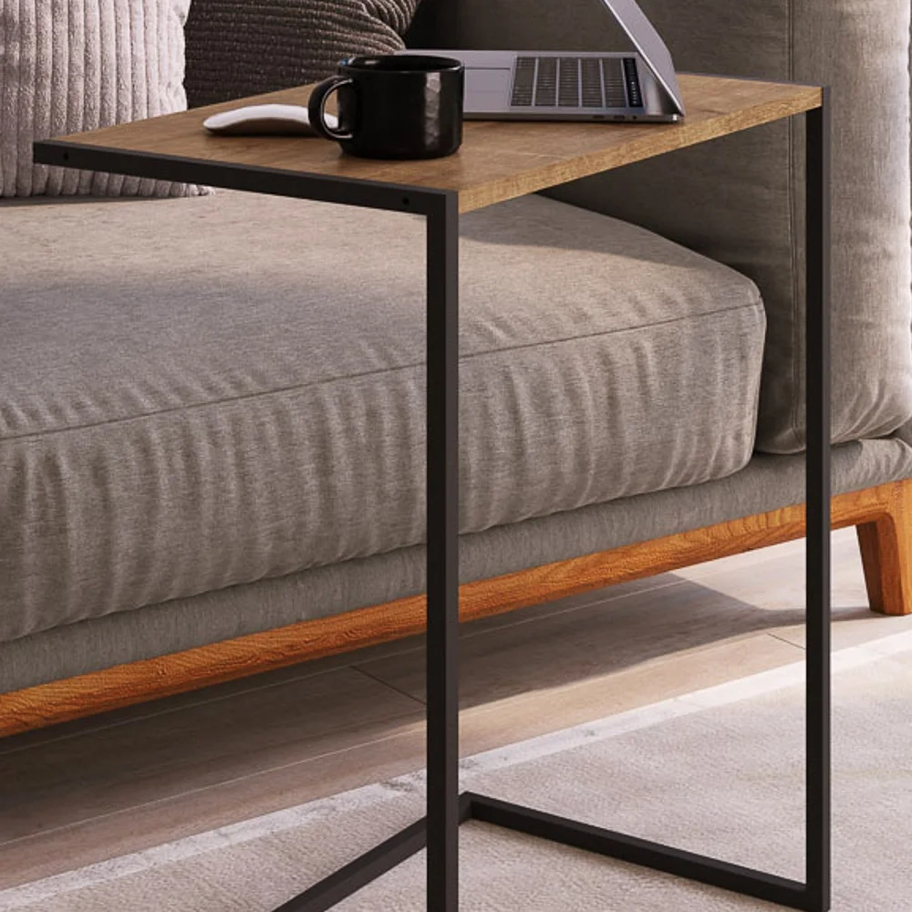 Mesa Lateral Estilo Industrial 27886 Vermont/Preto - Artesano