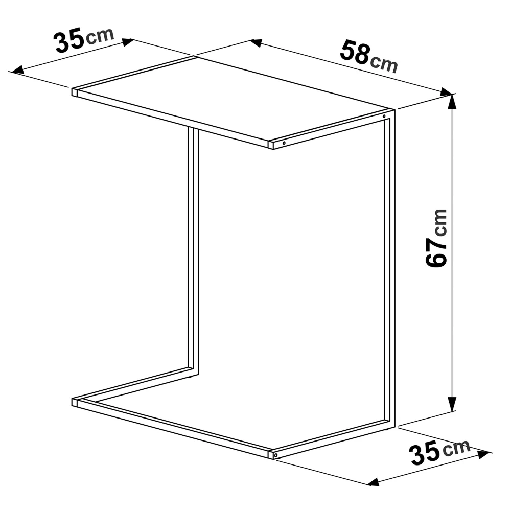 Mesa Lateral Estilo Industrial 27886 Vermont/Preto - Artesano