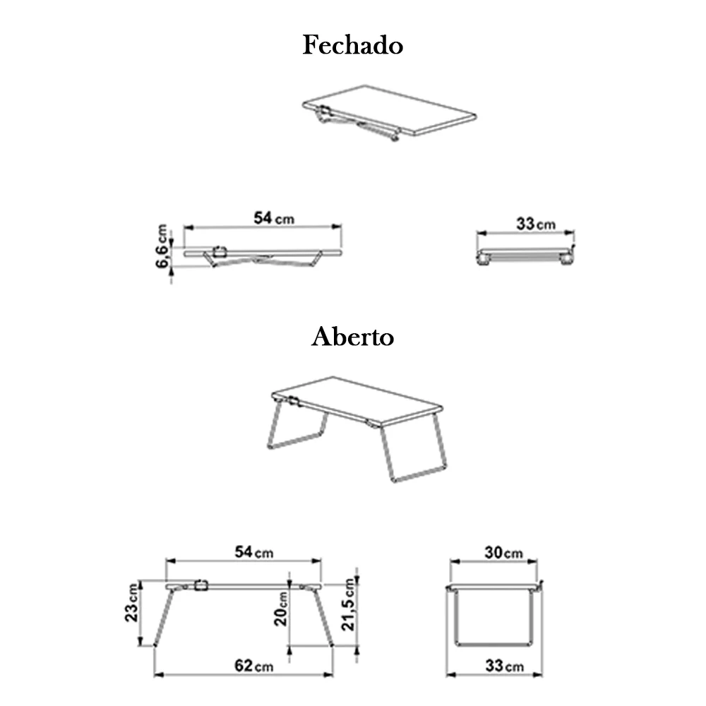 Mesa Portátil Dobrável para Notebook Café 27889 Vermont/Preto - Artesano