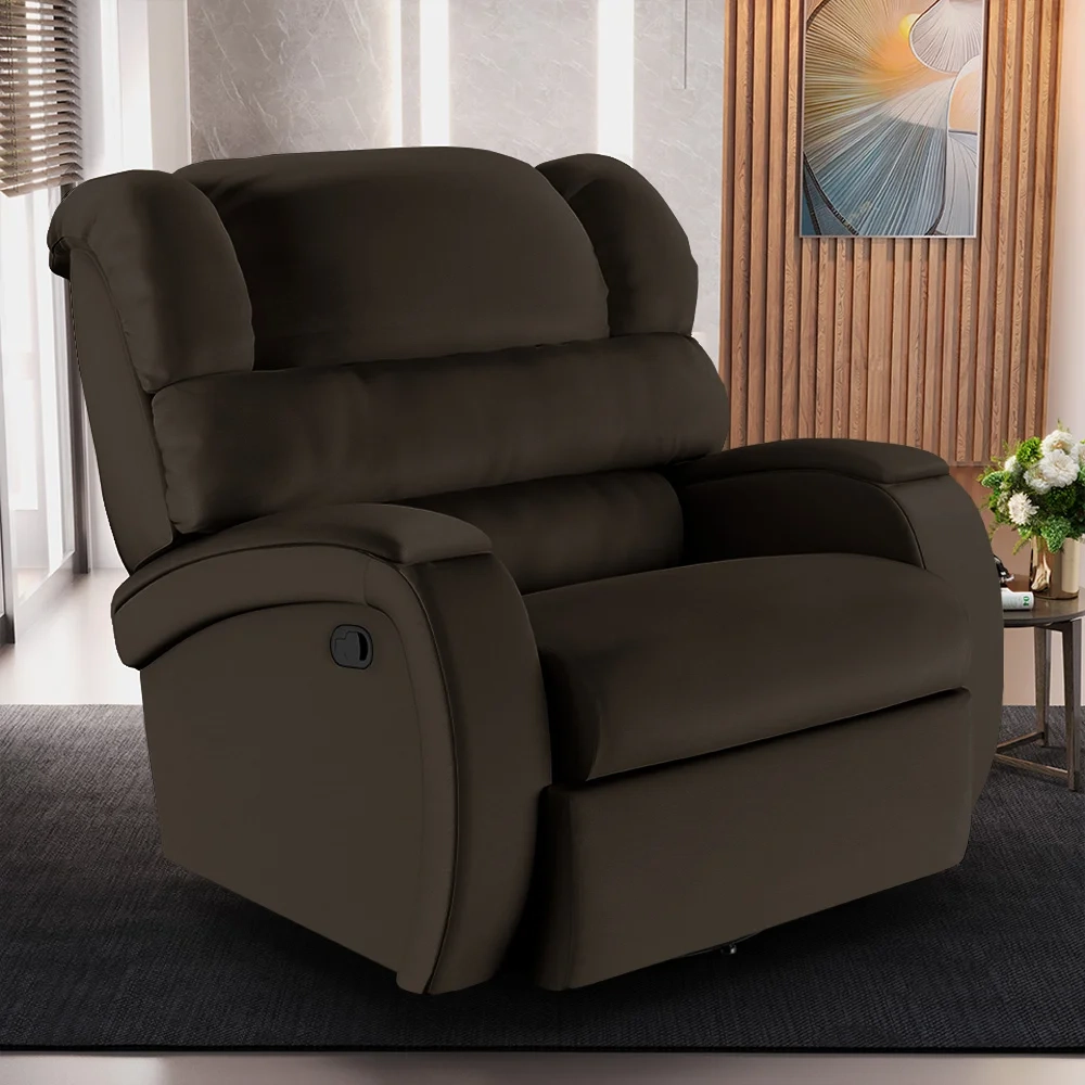 Poltrona do Papai Reclinável Kalie Glider Giratória USB FH9 PU Marrom - Mpozenato