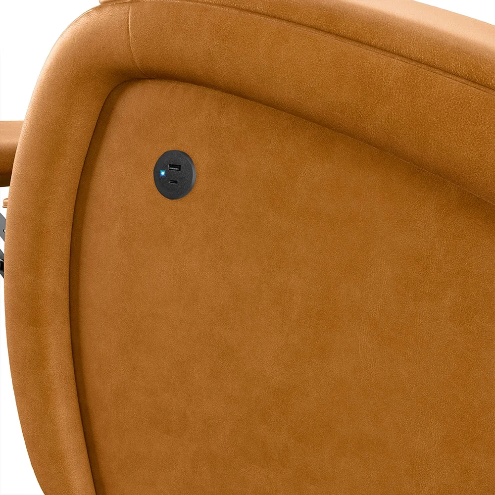 Poltrona do Papai Reclinável Kalie Glider Giratória USB FH9 PU Whisky - Mpozenato