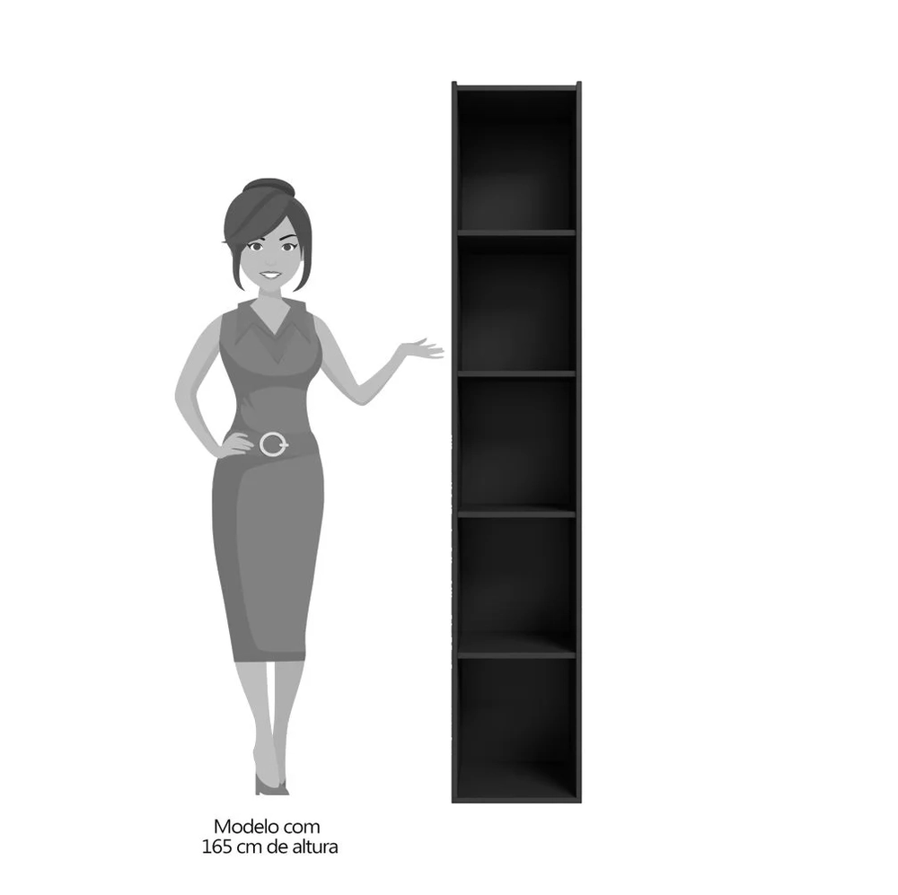 Estante Livreiro com Prateleiras Janaína Preto - AJL Móveis