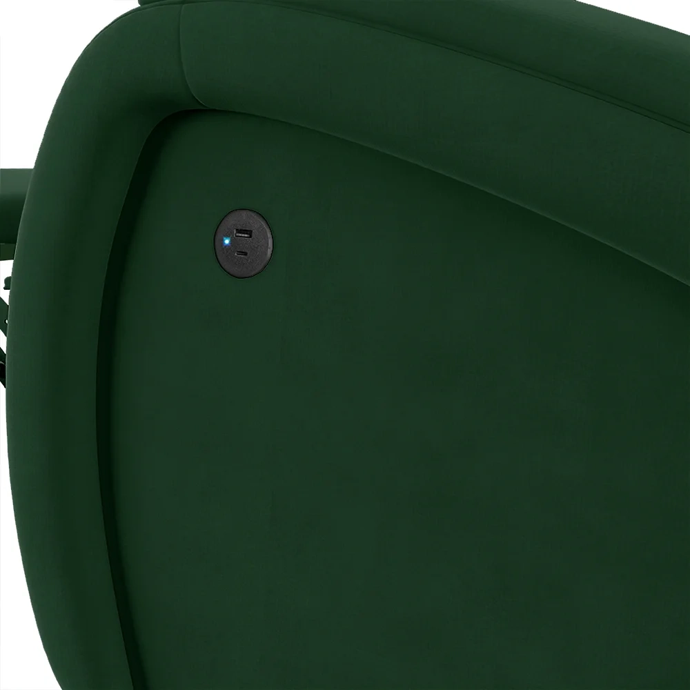 Poltrona do Papai Reclinável Kalie Glider Giratória USB FH9 Veludo Verde - Mpozenato
