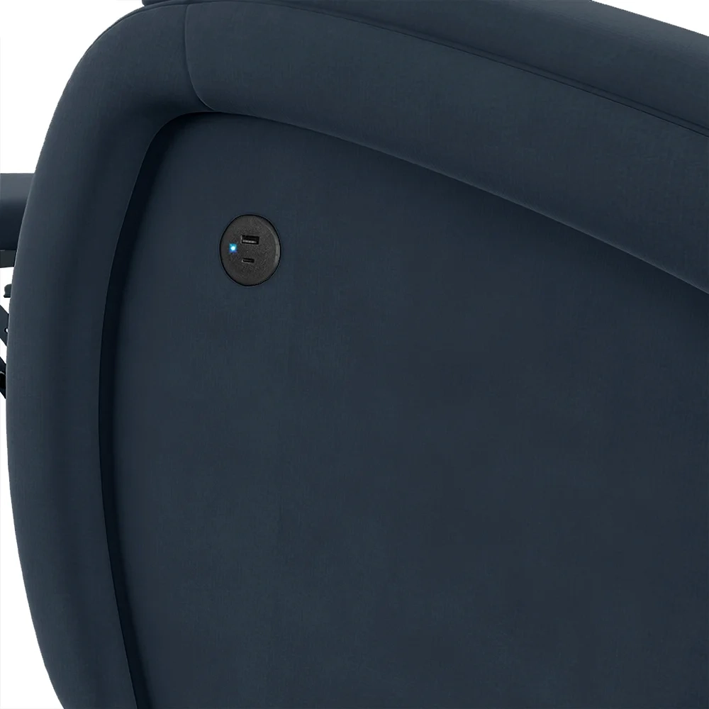 Poltrona do Papai Reclinável Kalie Glider Giratória USB FH9 Veludo Azul - Mpozenato