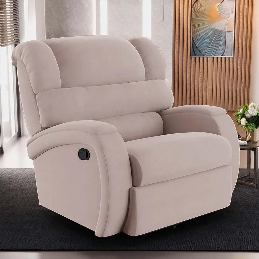 Poltrona do Papai Reclinável Kalie Glider Giratória USB FH9 Veludo Rosê - Mpozenato