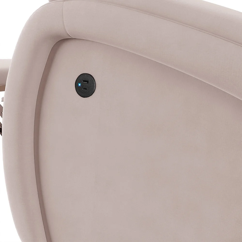 Poltrona do Papai Reclinável Kalie Glider Giratória USB FH9 Veludo Rosê - Mpozenato