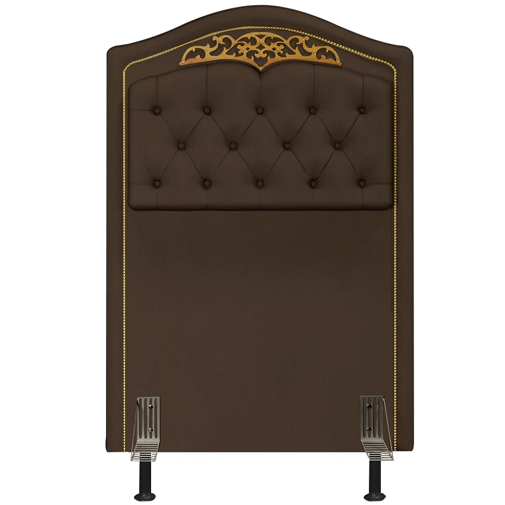 Cabeceira Cama Box Solteiro 90cm com Tachas Imperial Veludo J02 Chocolate - Mpozenato