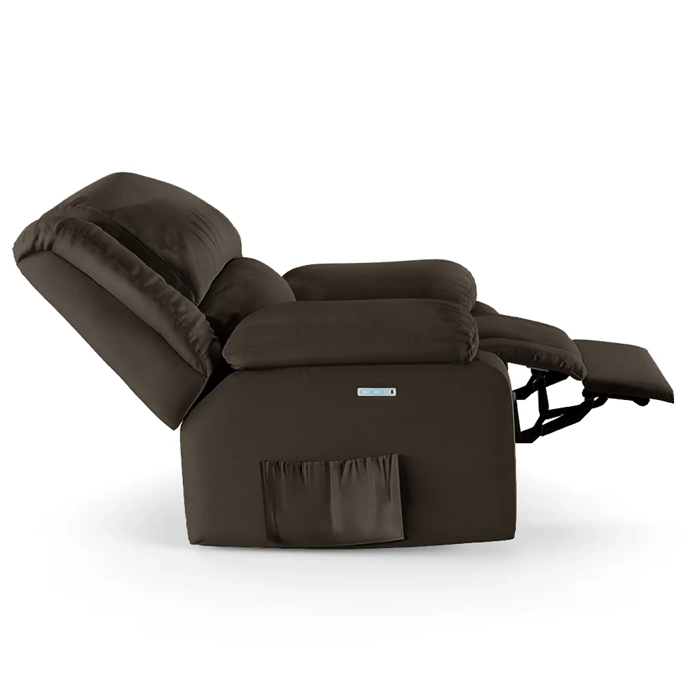 Poltrona do Papai Reclinável Pietra Elétrica LED Massagem FH9 PU Marrom - Mpozenato