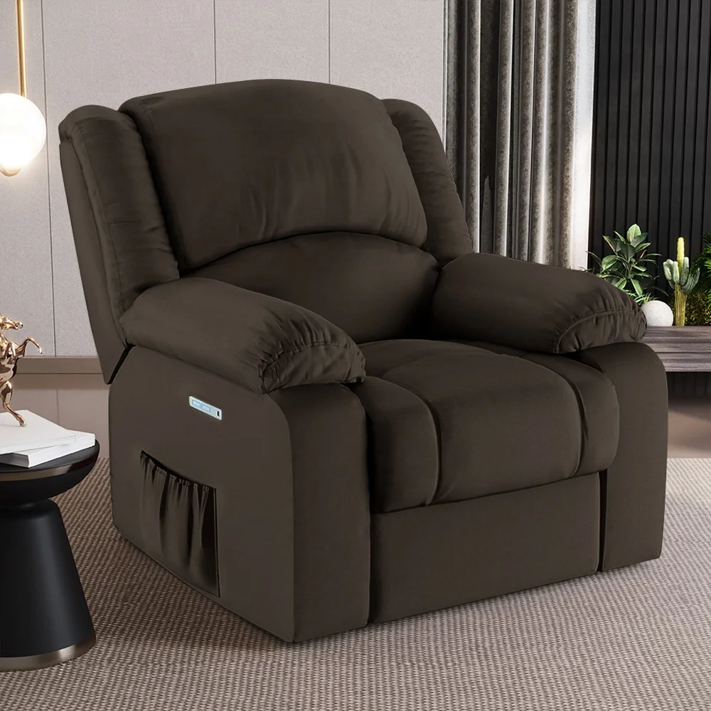 Poltrona do Papai Reclinável Pietra Elétrica LED Massagem FH9 PU Marrom - Mpozenato