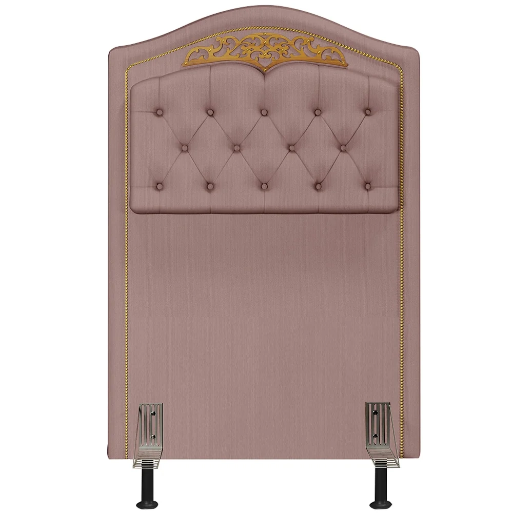 Cabeceira Cama Box Solteiro 90cm com Tachas Imperial Veludo J02 Rosê - Mpozenato