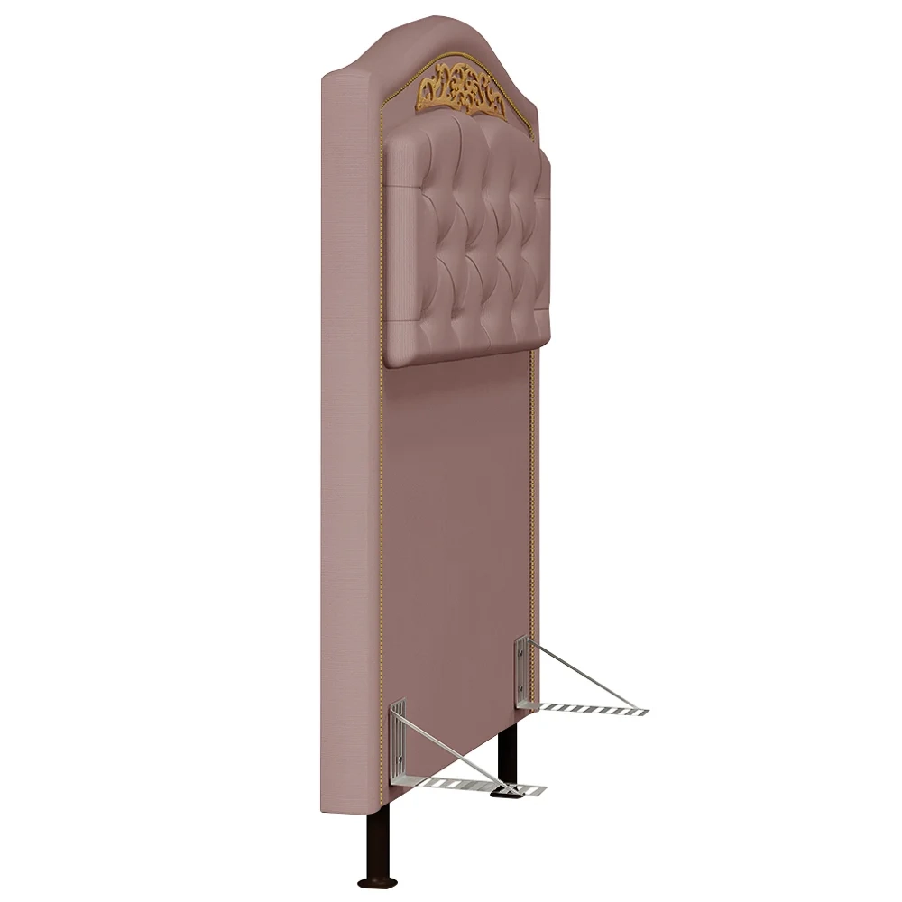 Cabeceira Cama Box Solteiro 90cm com Tachas Imperial Veludo J02 Rosê - Mpozenato