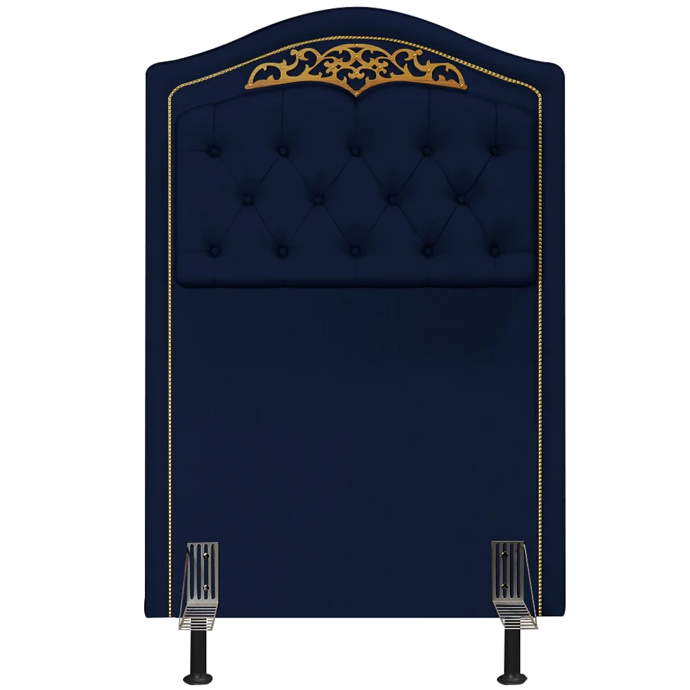 Cabeceira Cama Box Solteiro 90cm com Tachas Imperial Veludo J02 Azul - Mpozenato