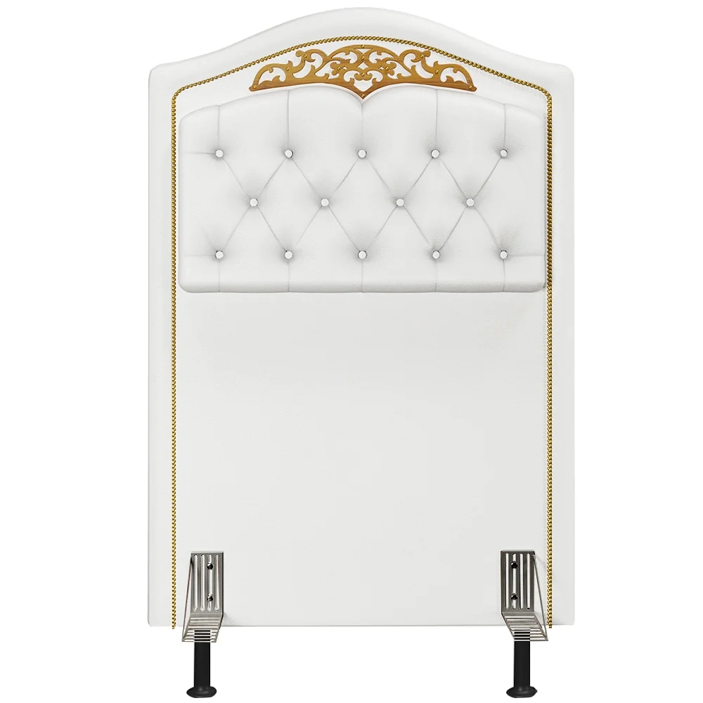 Cabeceira Cama Box Solteiro 90cm com Tachas Imperial J02 Sintético Branco - Mpozenato