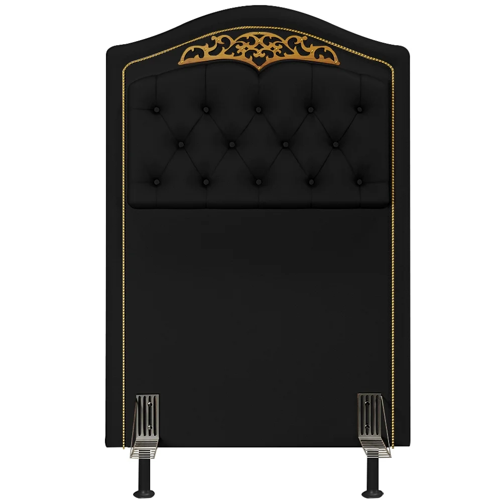 Cabeceira Cama Box Solteiro 90cm com Tachas Imperial J02 Sintético Preto - Mpozenato