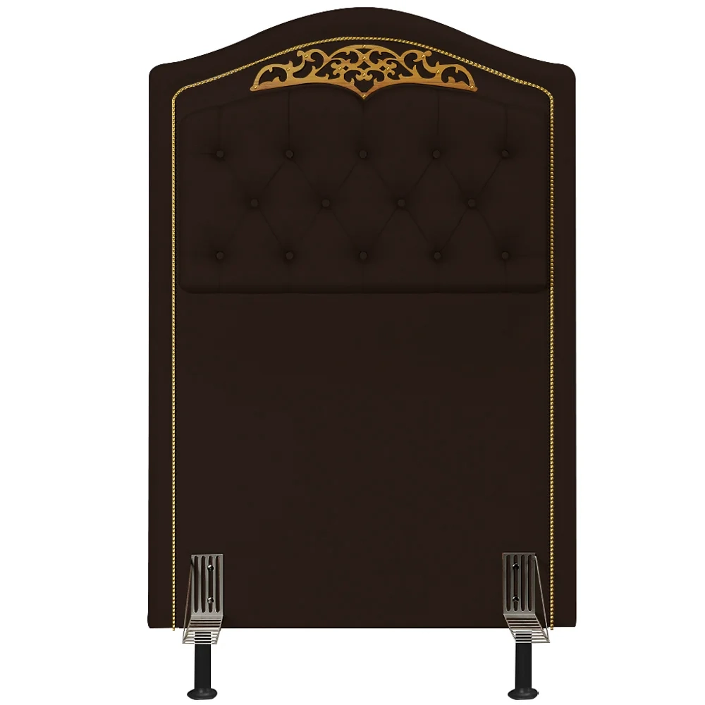 Cabeceira Cama Box Solteiro 90cm com Tachas Imperial J02 Sintético Marrom Escuro - Mpozenato