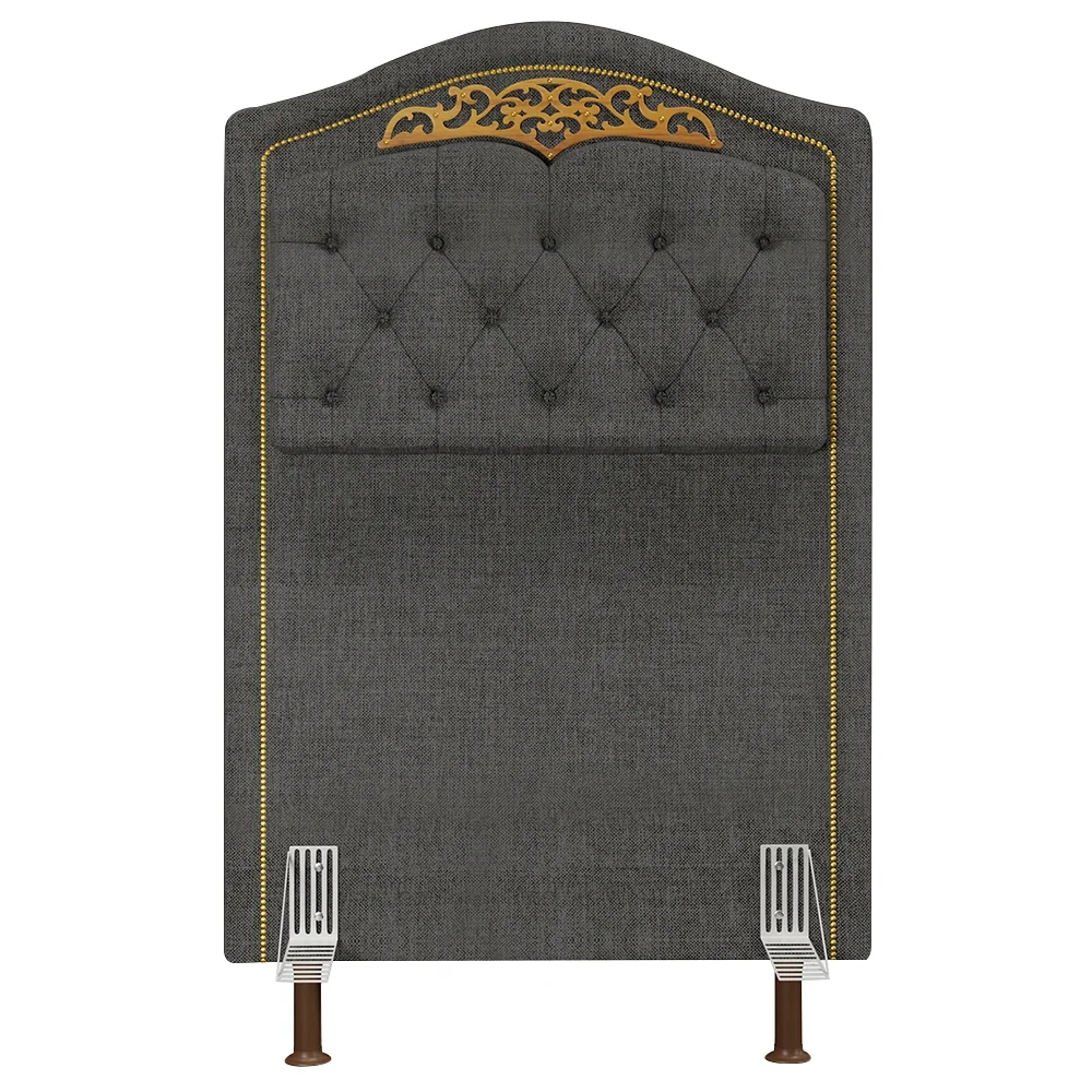 Cabeceira Cama Box Solteiro 90cm com Tachas Imperial J02 Linho Grafite - Mpozenato