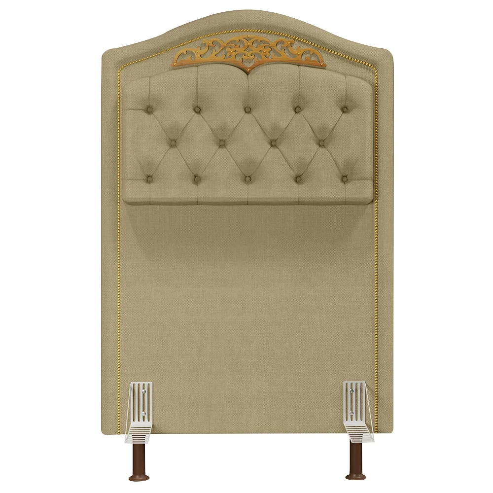 Cabeceira Cama Box Solteiro 90cm com Tachas Imperial J02 Linho Areia - Mpozenato