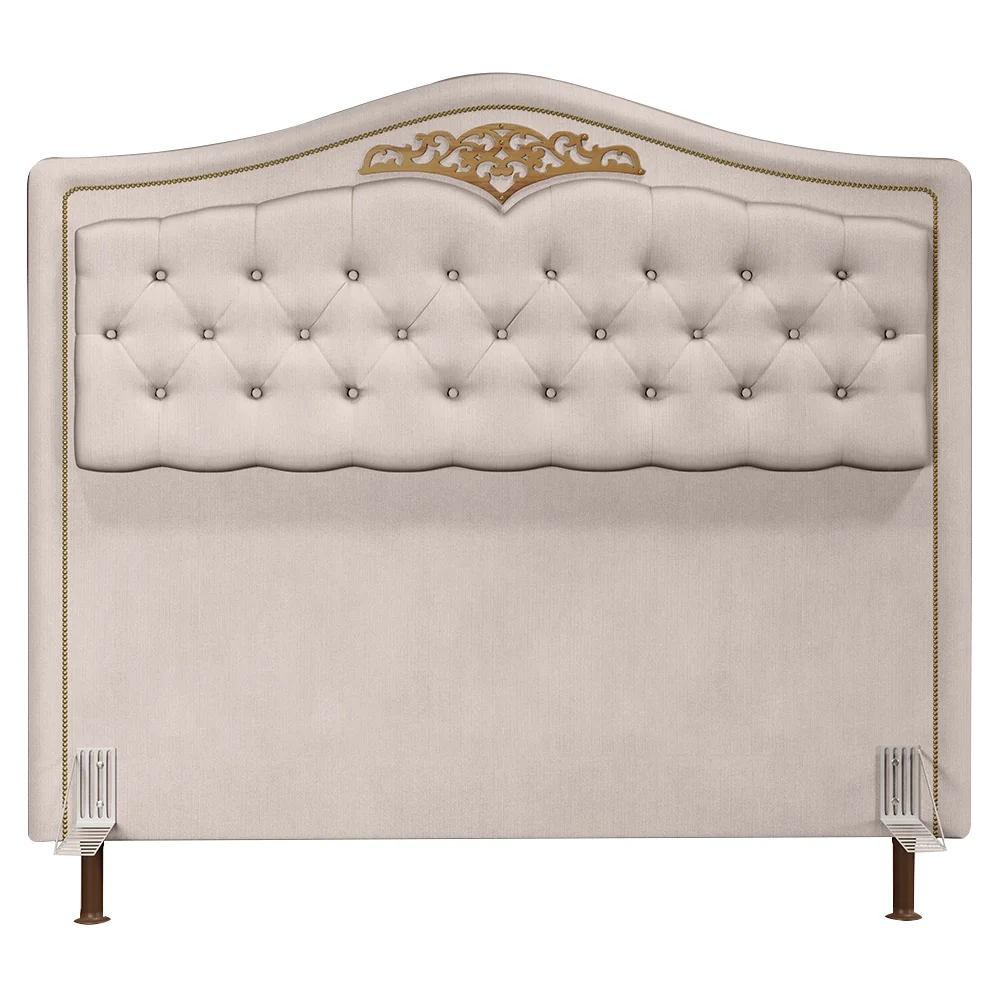 Cabeceira Cama Box Casal 140cm com Tachas Imperial Veludo J02 Bege - Mpozenato