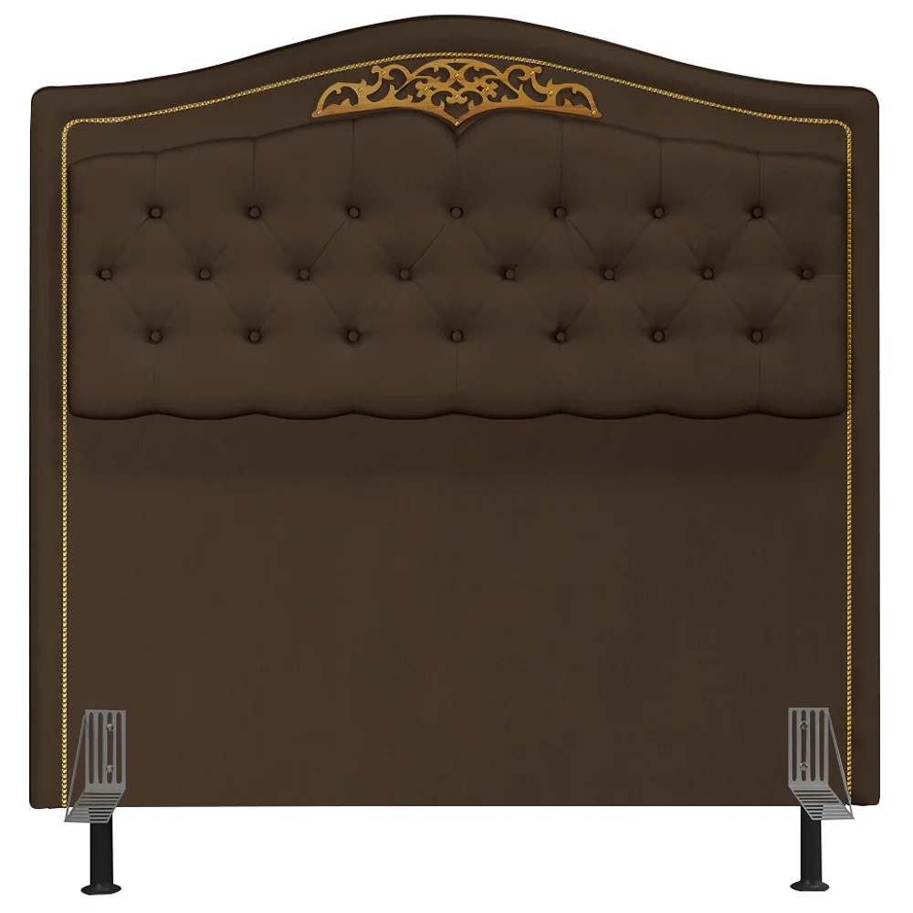 Cabeceira Cama Box Casal 140cm com Tachas Imperial Veludo J02 Chocolate - Mpozenato