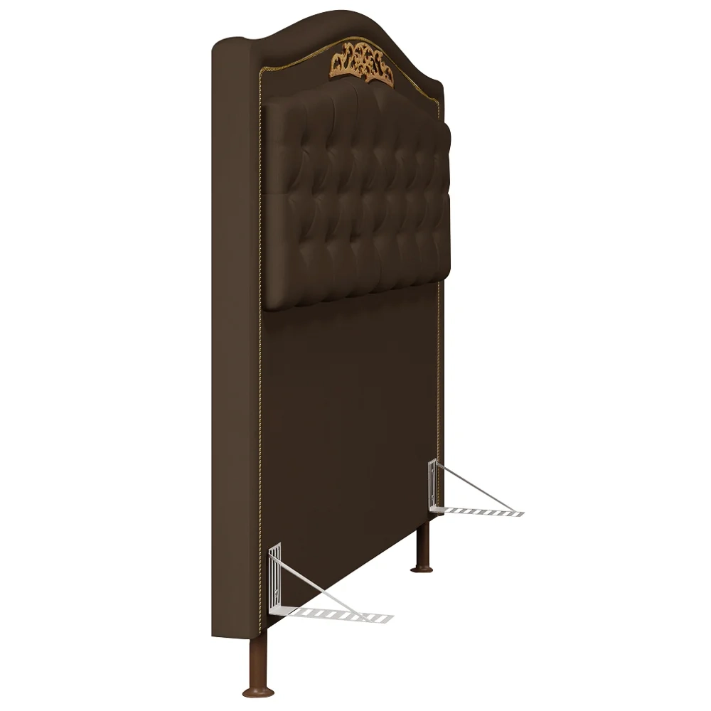 Cabeceira Cama Box Casal 140cm com Tachas Imperial Veludo J02 Chocolate - Mpozenato