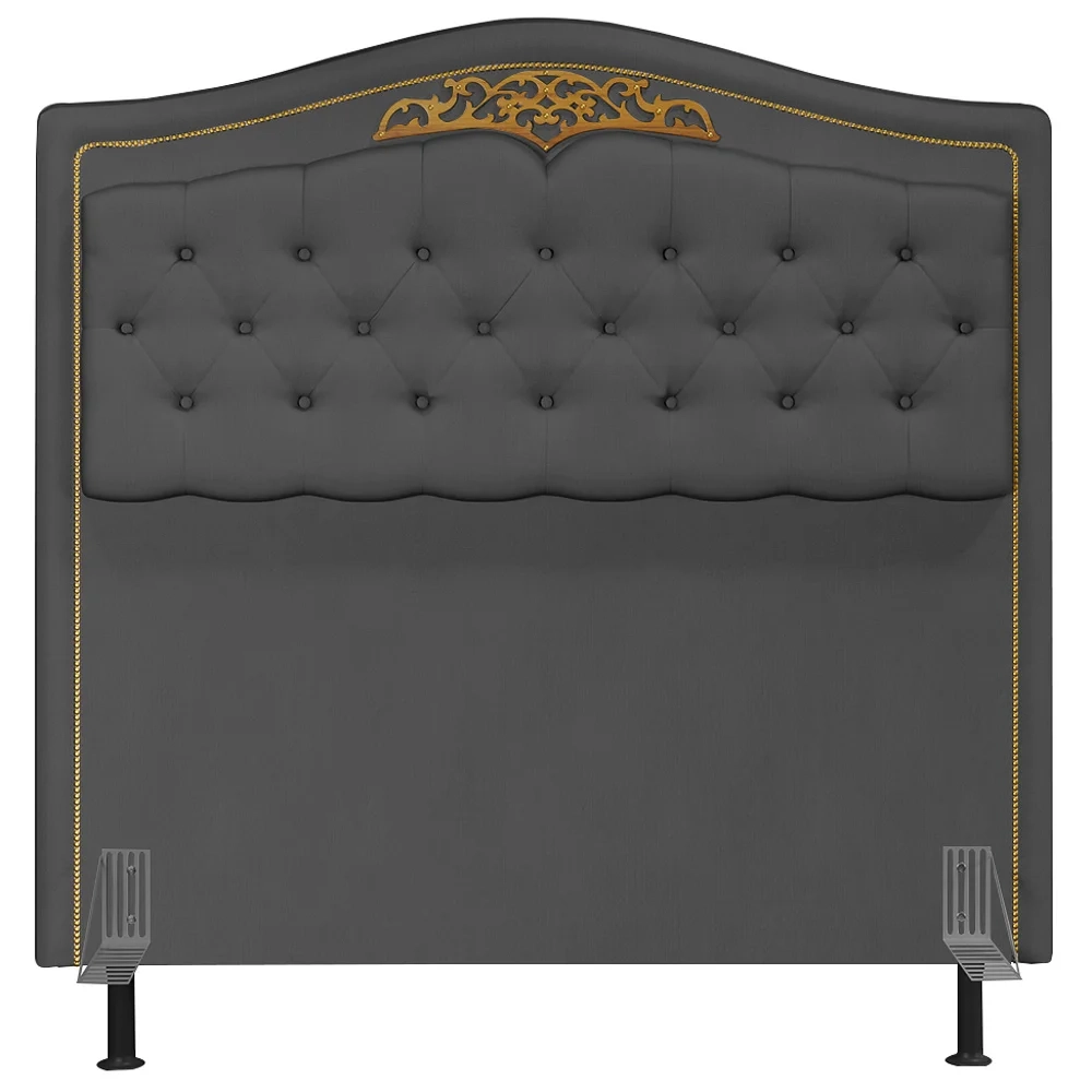 Cabeceira Cama Box Casal 140cm com Tachas Imperial Veludo J02 Cinza - Mpozenato