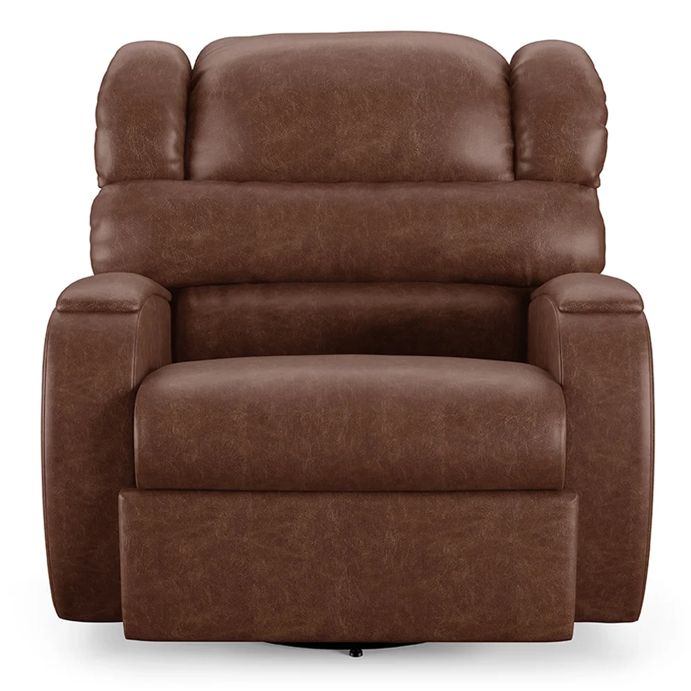 Poltrona do Papai Reclinável Kalie Glider Giratória USB FH9 PU Marrom Brilho - Mpozenato