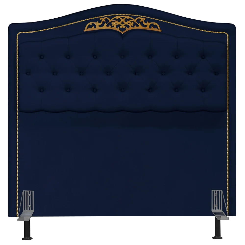 Cabeceira Cama Box Casal 140cm com Tachas Imperial Veludo J02 Azul - Mpozenato