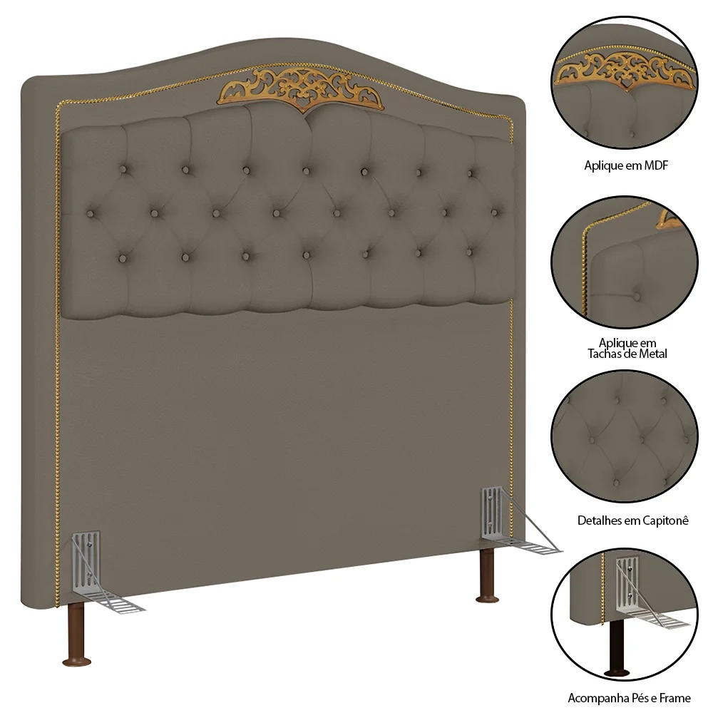 Cabeceira Cama Box Casal 140cm com Tachas Imperial J02 Sintético Areia - Mpozenato