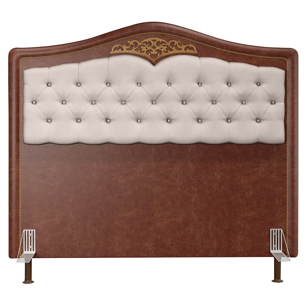 Cabeceira Cama Box Casal 140cm com Tachas Imperial J02 Facto Marrom/Bege - Mpozenato
