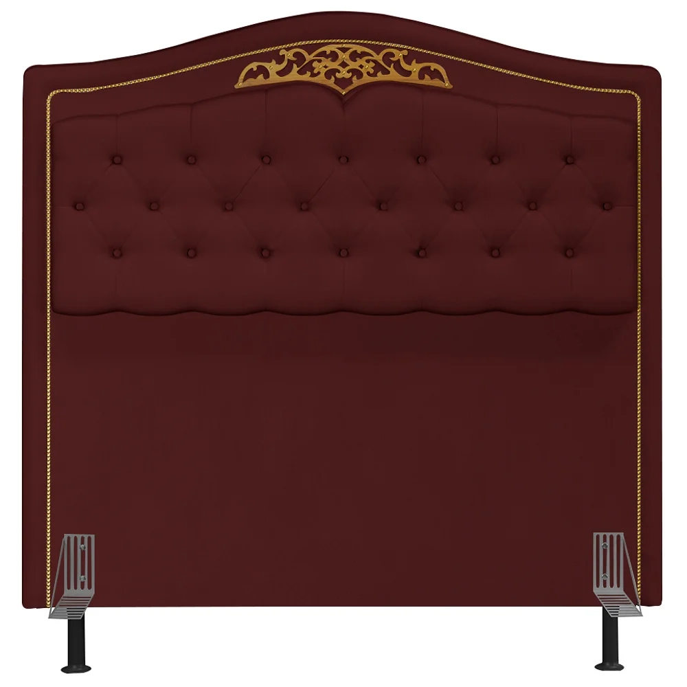 Cabeceira Cama Box Casal Queen 160cm com Tachas Imperial Veludo J02 Bordô - Mpozenato