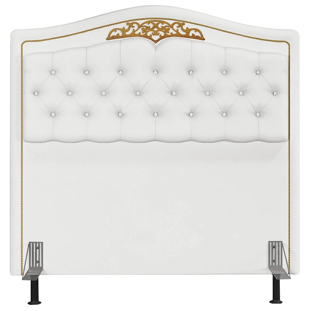 Cabeceira Cama Box Casal Queen 160cm com Tachas Imperial J02 Sintético Branco - Mpozenato